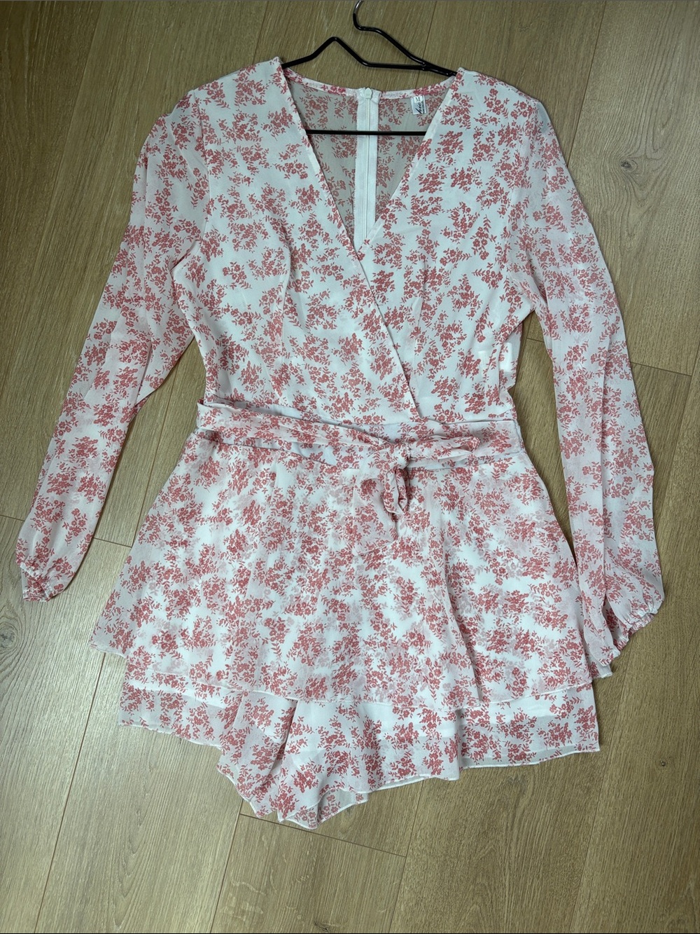 Floral Wrap Romper in Blush Pink